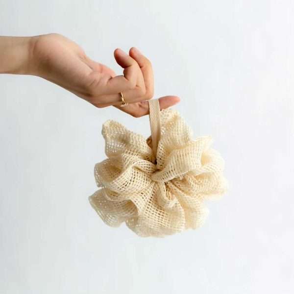 Image of a organic cotton shower pouf product