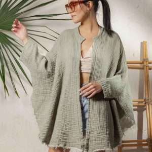 Image of the organic cotton muslim kimono poncho product