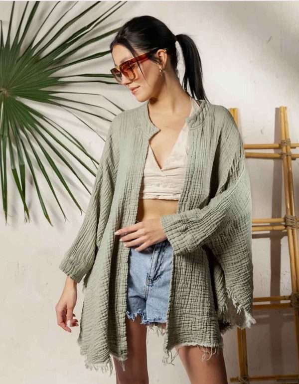 Image of the organic cotton muslim kimono poncho product